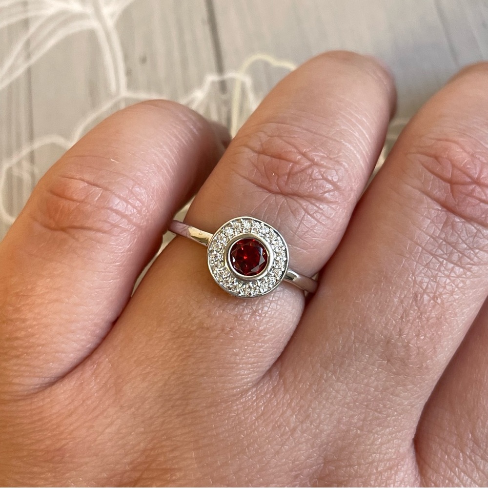 Ruby Cz Sterling Silver Ring Ruby Red Cz Ring - image 6